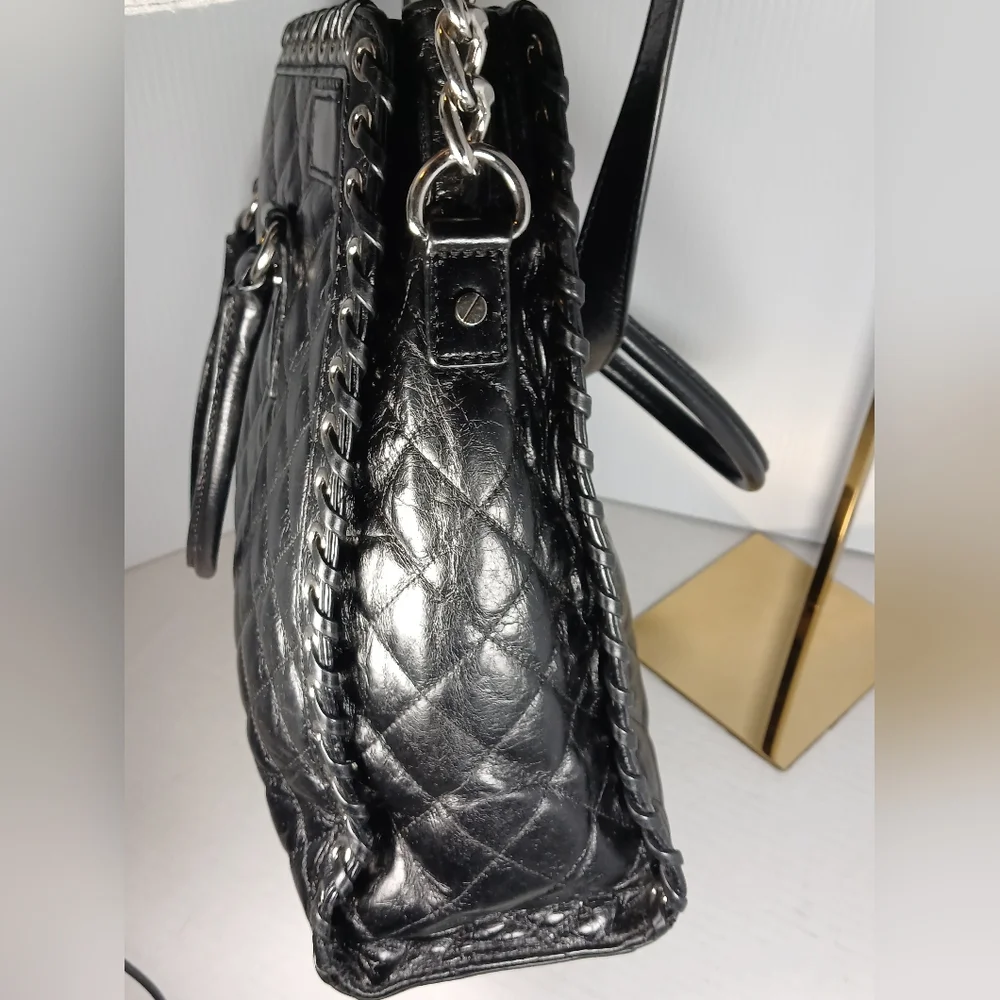 Michael Kors Black Quilted Hamilton Hippie Leather Grommet Bag